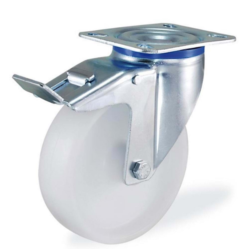 KAMA FRENLİ DÖNER POLY TEKERLEK 125 MM BEYAZ