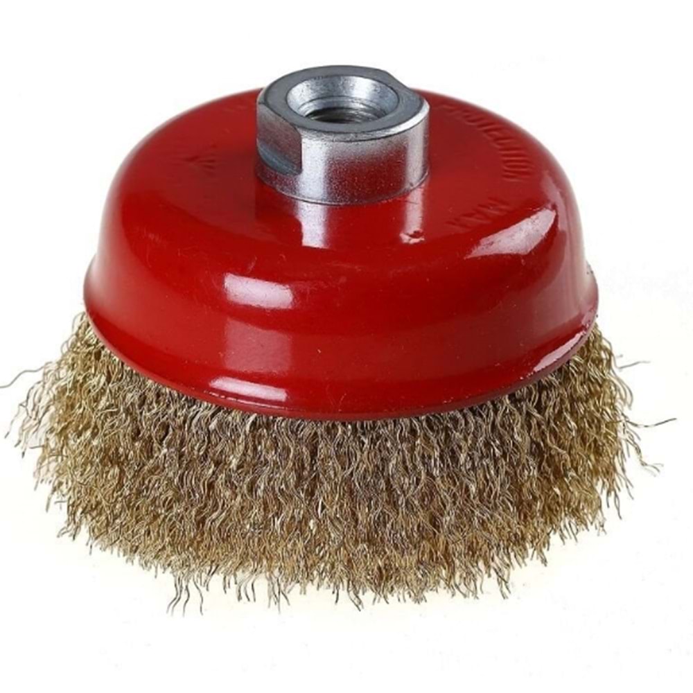 KONİK TEL FIRÇA-VİDALI-SAÇAKLI-125MM-M14-EDU-METAL