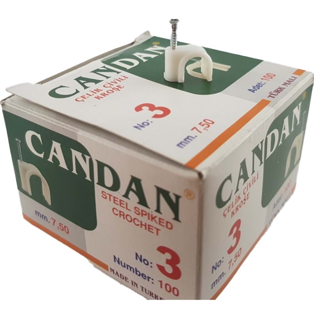 KROŞE ÇELİK ÇİVİLİ NO 3- 100 LÜ BEYAZ CANDAN