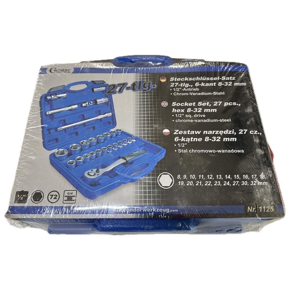CONDOR LOKMA TAKIMI 27 PARÇA 1/2 8-32 MM MAVİ
