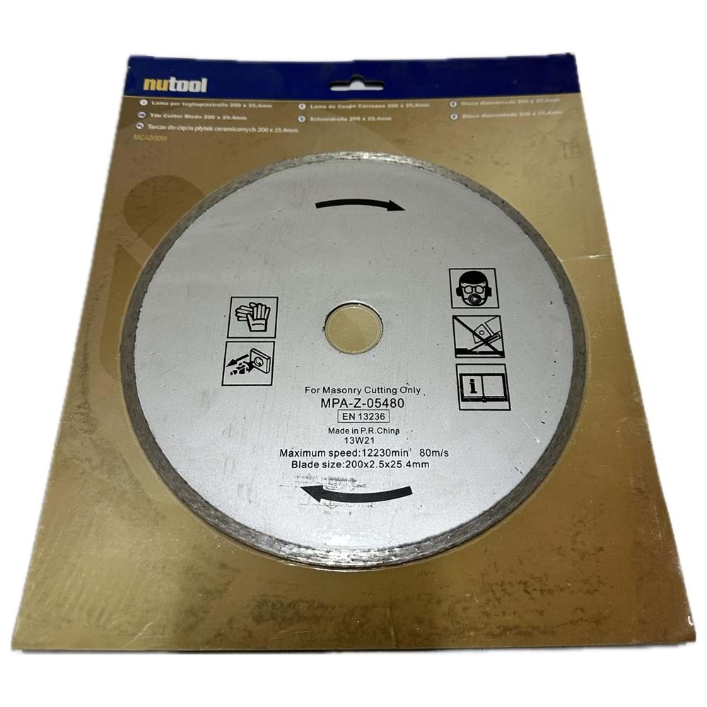 SERAMİK KESME TEPSİ-DÜZ-200*2.5-25.4 MM-NUTOOL-SİL