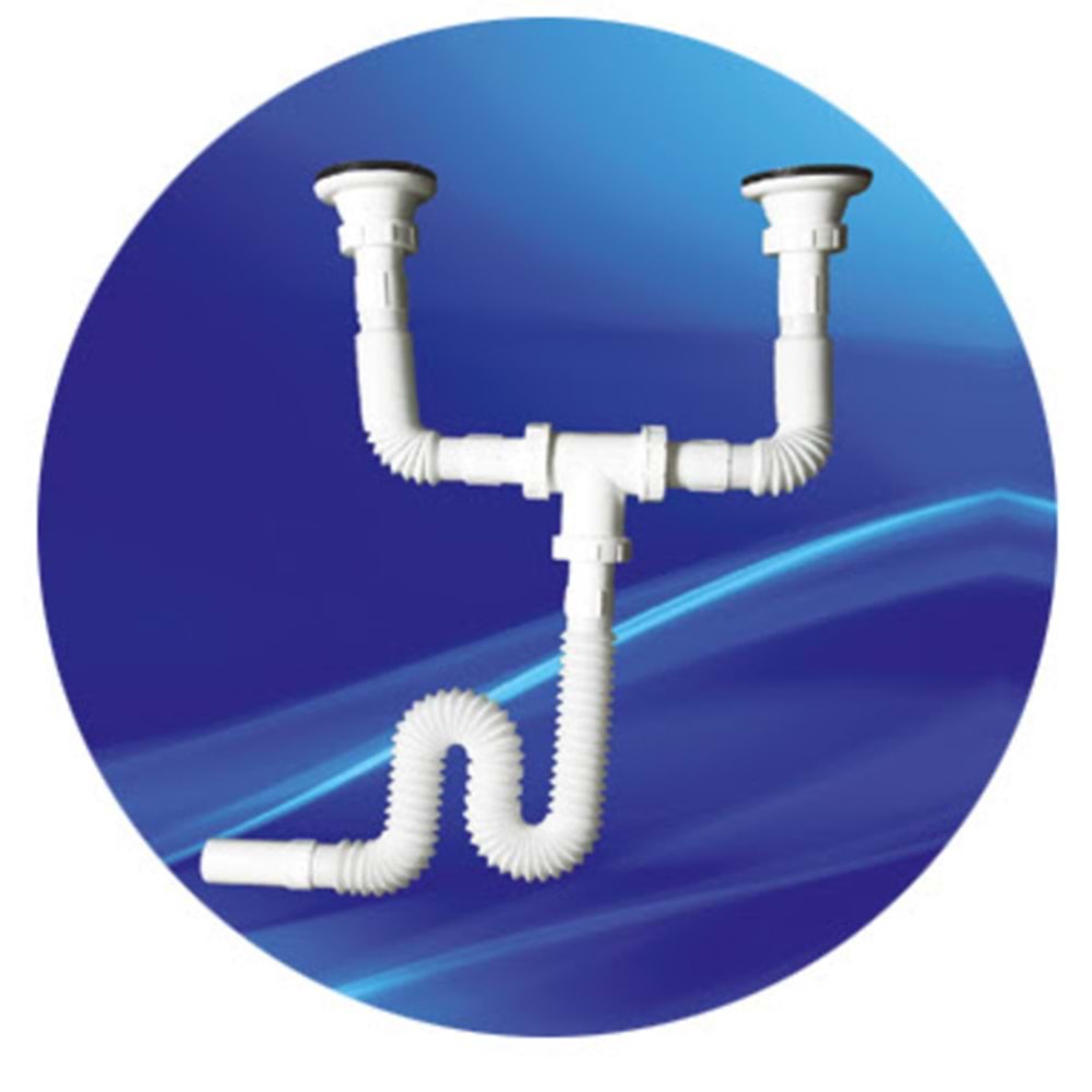 EVYE SİFONU ÇİFTLİ TAŞMASIZ 32 MM BEYAZ ÖZBEST