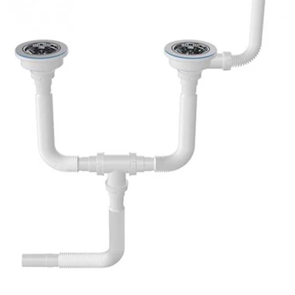 ÖZBEST TAŞMASIZ EVYE SİFONU ÇİFTLİ 32 MM BEYAZ