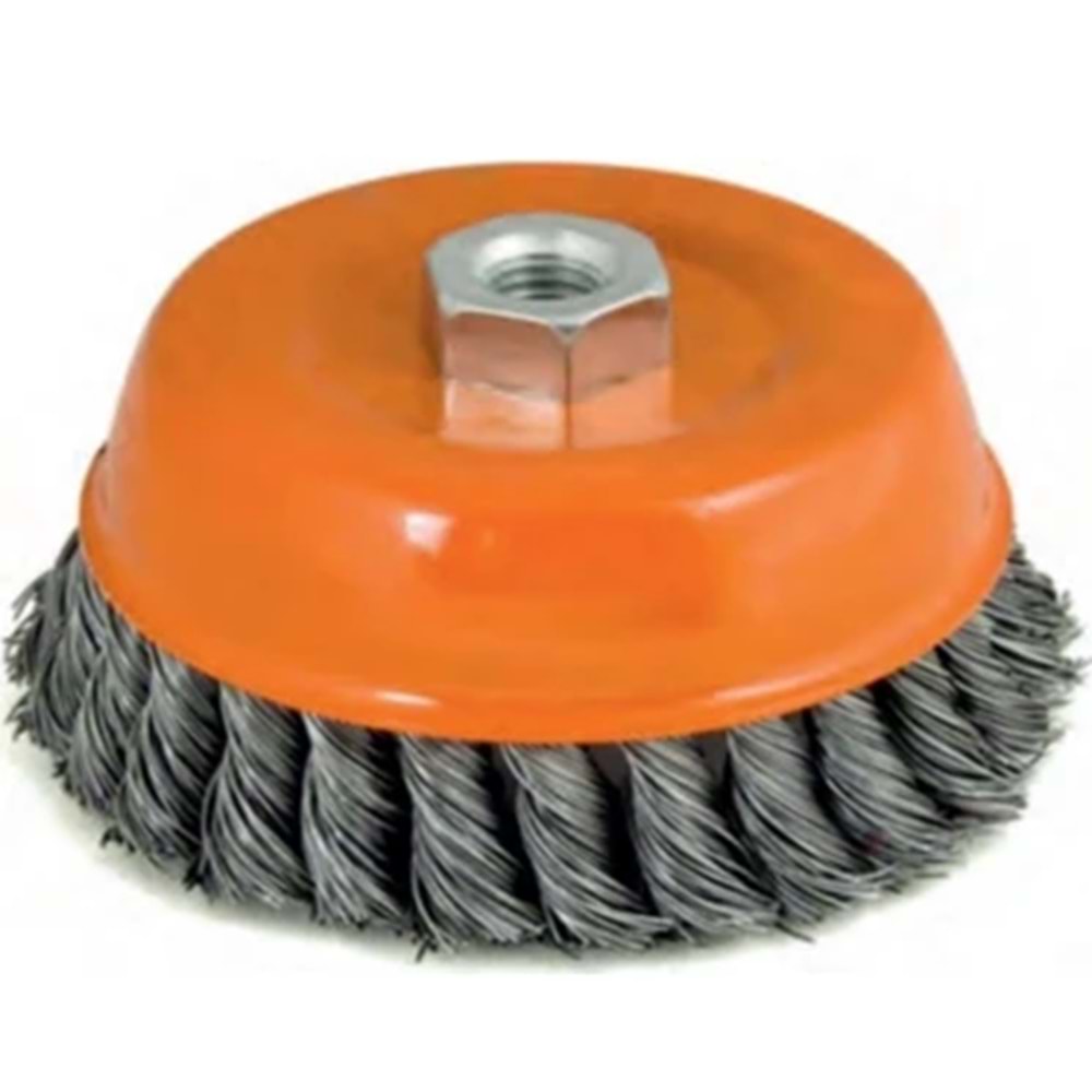 CMC SAÇAKLI KONİK TEL FIRÇA 100 MM 4 İNÇ TURUNCU