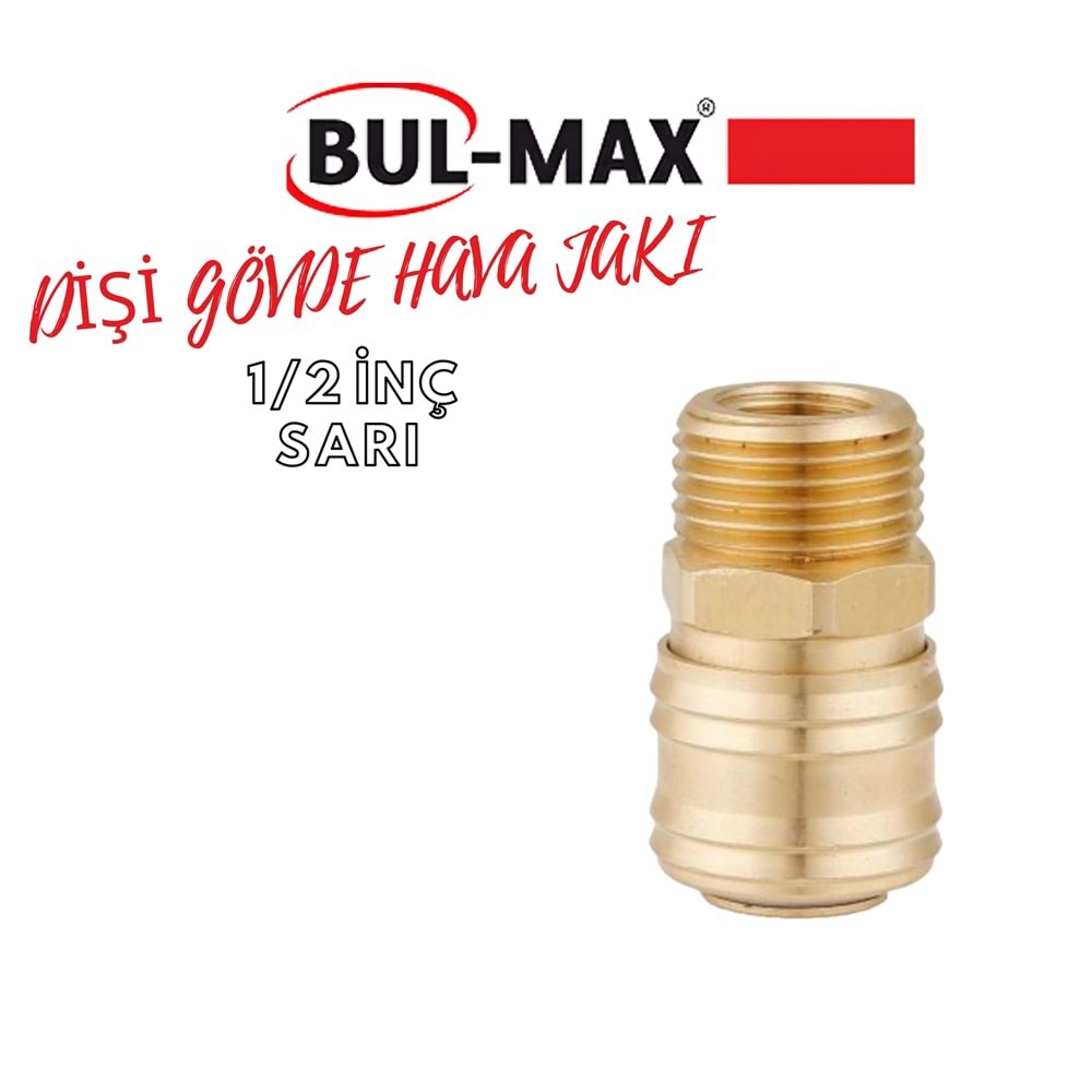 BUL-MAX DİŞİ GÖVDE HAVA JAKI 1/2 İNÇ SARI