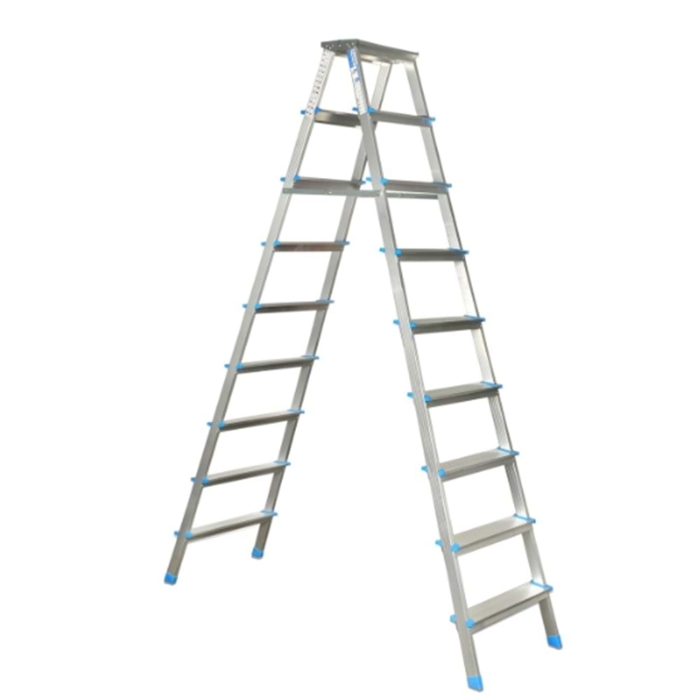 AKROBAT GALVANİZ MERDİVEN ÇİFT ÇIKIŞ 9 BASAMAK SİLVER