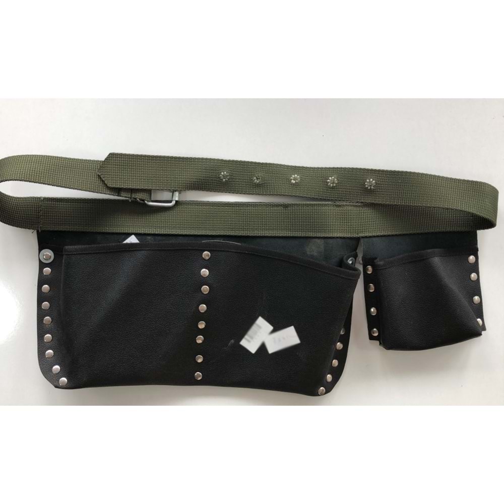 KALIPÇI ÖNLÜĞÜ DERİ-3 CEPLİ PERÇİNLİ SİYAH-YEŞİL ADL