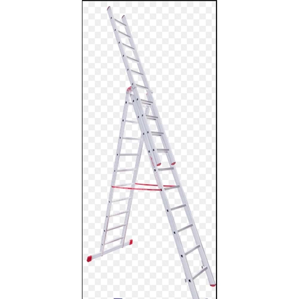 AKROBAT VİZYON SÜRGÜLÜ A TİPİ MERDİVEN 3 PARÇA 3*4=12 MT SİLVER