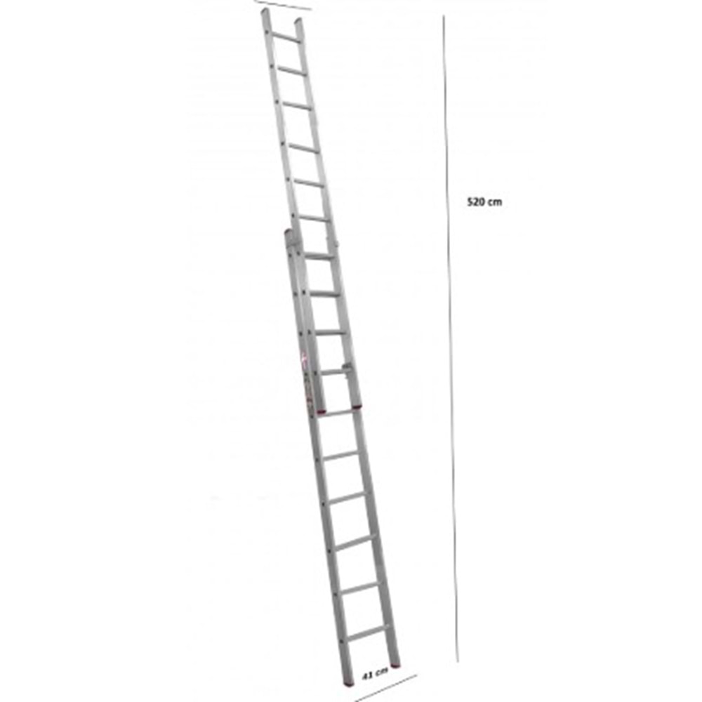 VİZYON ALÜMİNYUM SÜRGÜLÜ PTT MERDİVEN 2 PARÇA 2X2.5=5 MT SİLVER