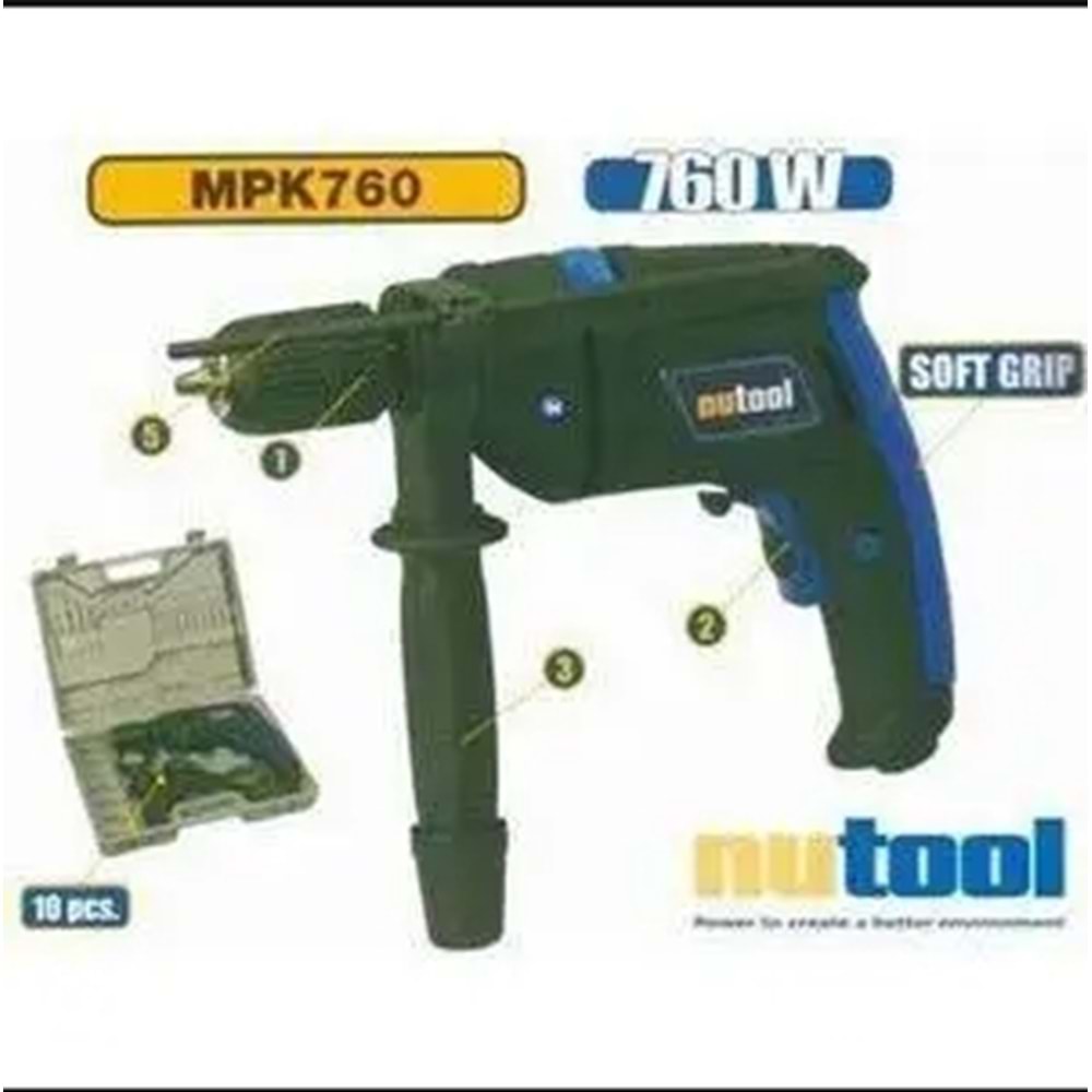 NUTOOL DARBELİ MATKAP 760W SİYAH-MAVİ