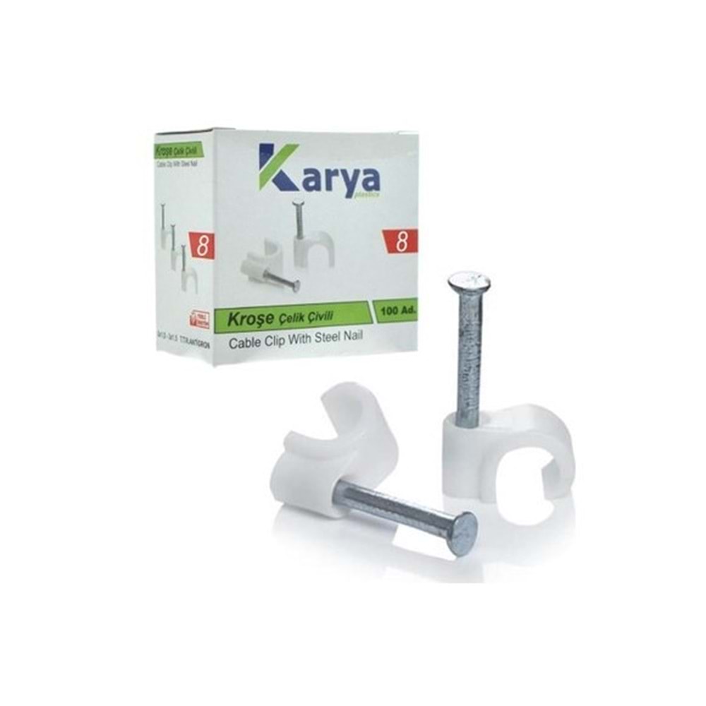 KARYA ÇELİK ÇİVİLİ KROŞE 100 ADET NO:8 BEYAZ
