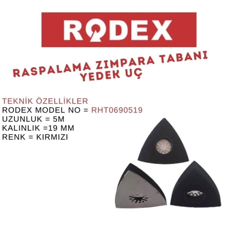 RODEX RASPALAMA ZIMPARA TABANI YEDEK UÇ 3-1/8 SİYAH RDY13707