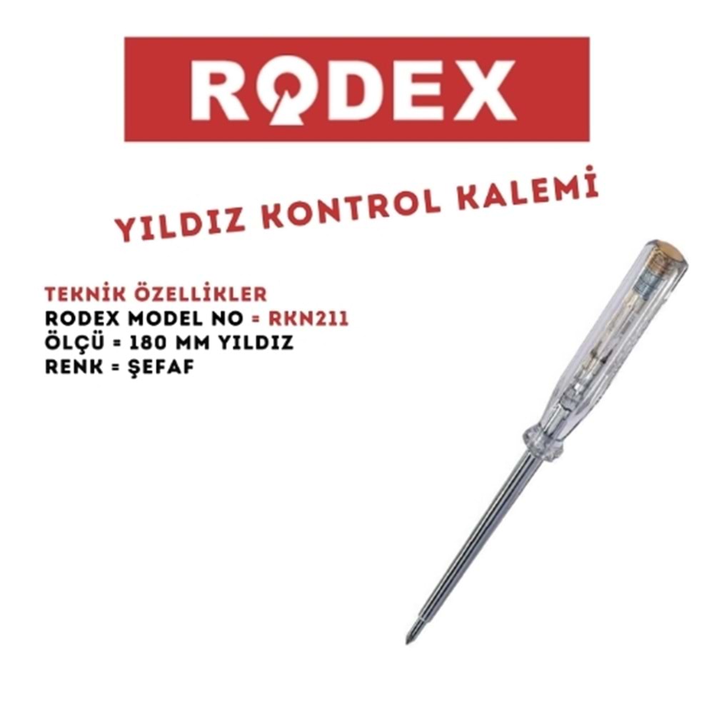 RODEX RKN211 YILDIZ KONTROL KALEMİ 180 MM ŞEFFAF
