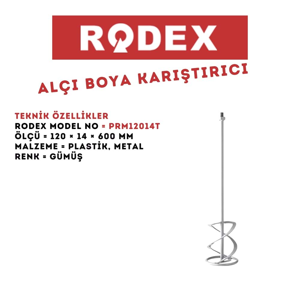 RODEX M14 BAĞLANTI ALÇI BOYA KARIŞTIRICI 120*600 MM KROM PRM12014T