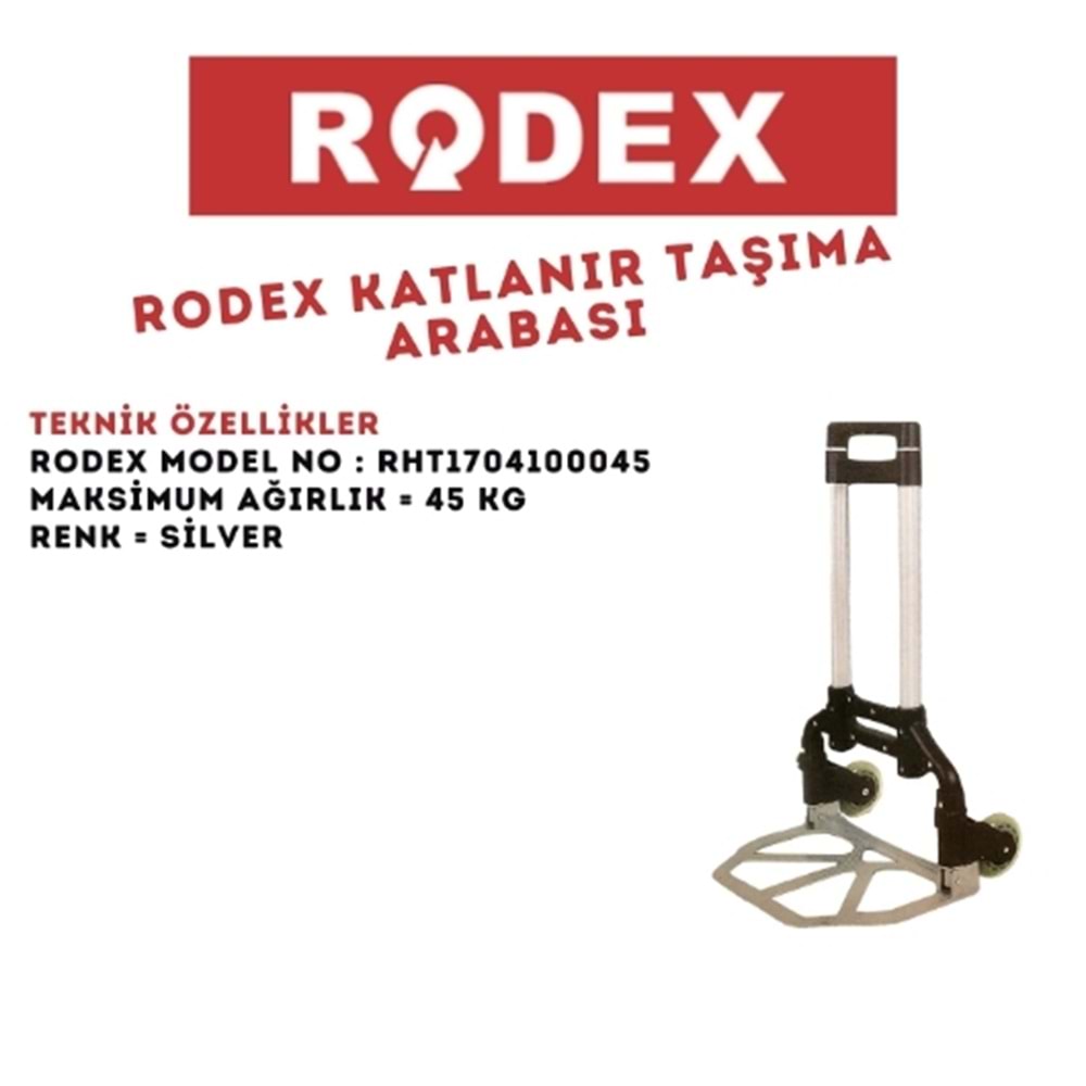 RODEX KATLANIR TAŞIMA ARABASI 45 KG SİLVER RHT1704100045