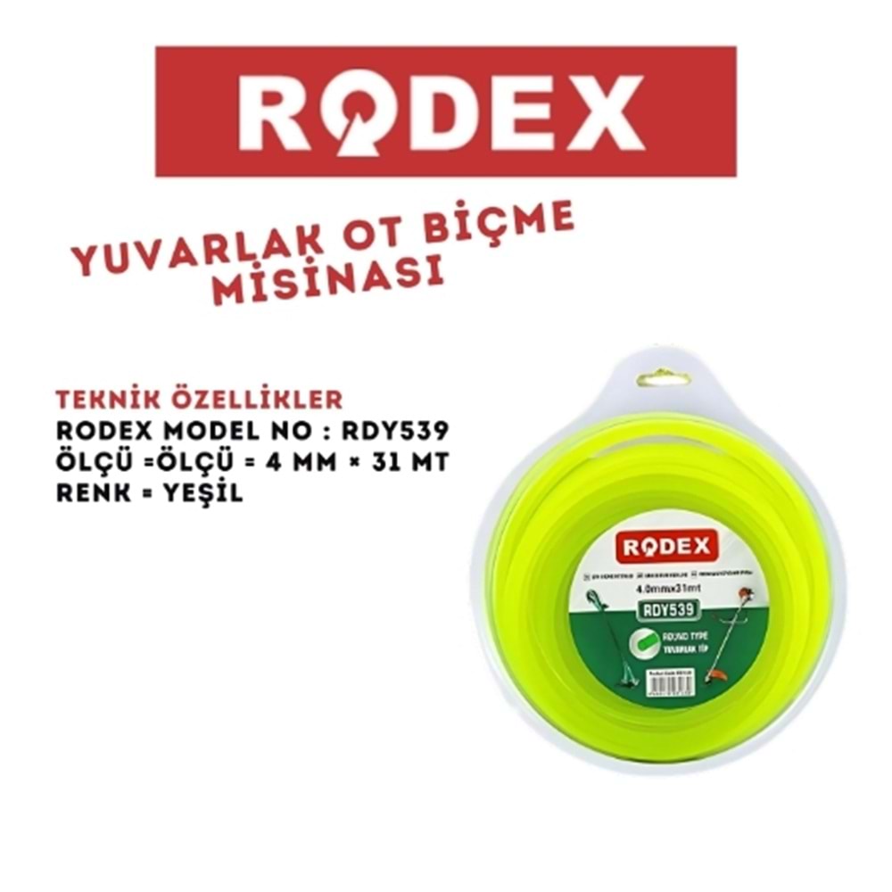 RODEX YUVARLAK OT BİÇME MİSİNA 4*31MT YEŞİL RDY539