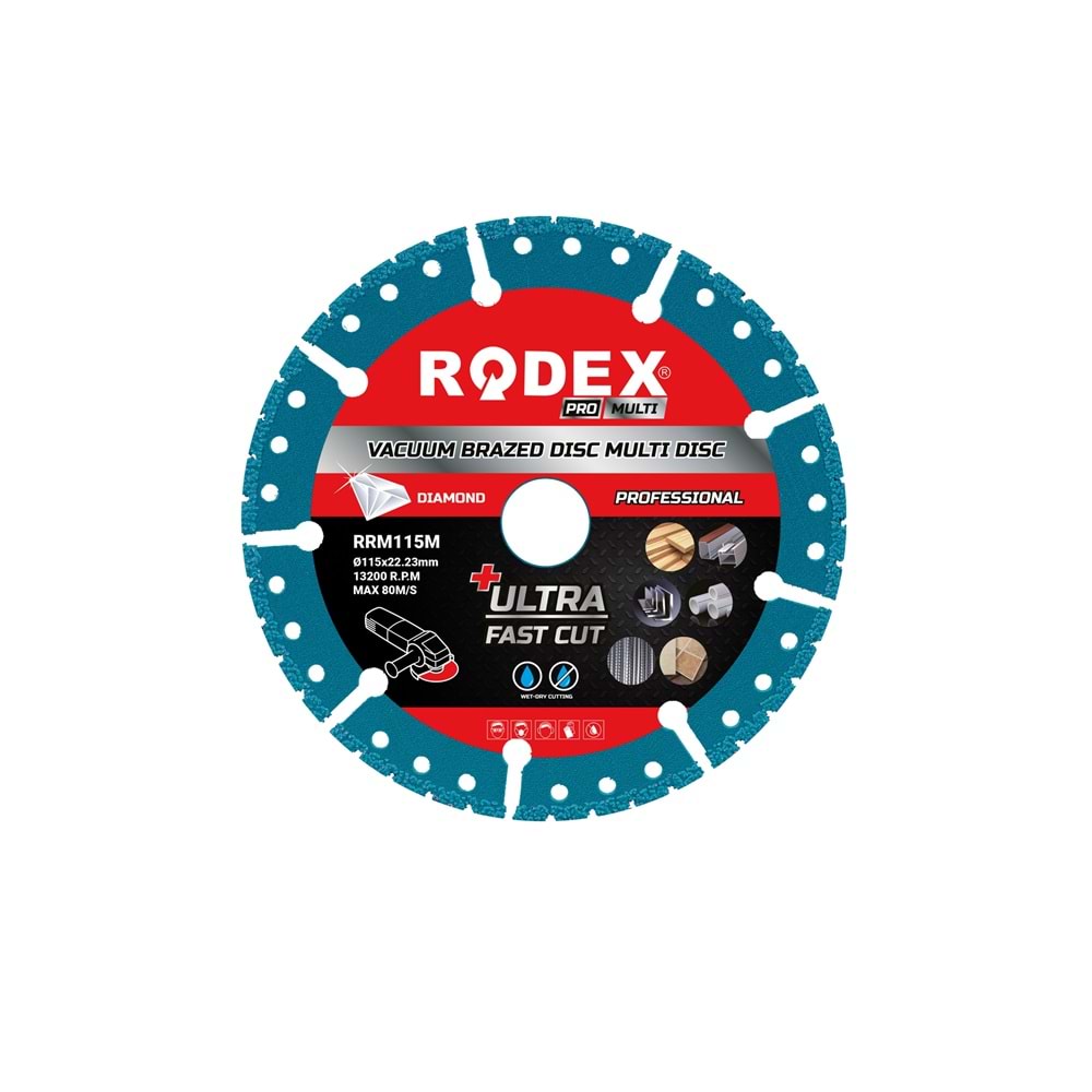 RODEX VAKUMLU METAL KESME MULTI TEPSİ 115 MM*22.23 MM MAVİ RRM115M