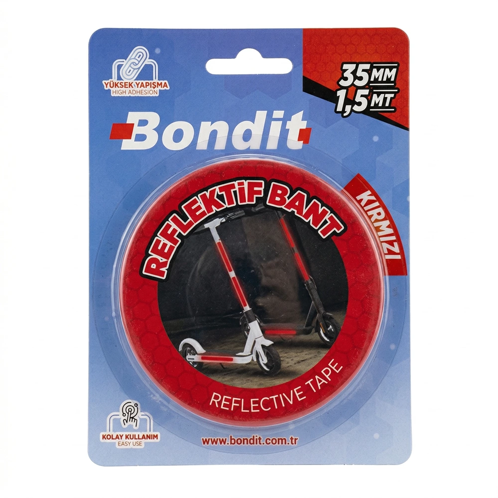 FOSFORLU BANTI-GECE GÖRÜŞ-35MM*1,5MT-BONDİT-KIRMIZI