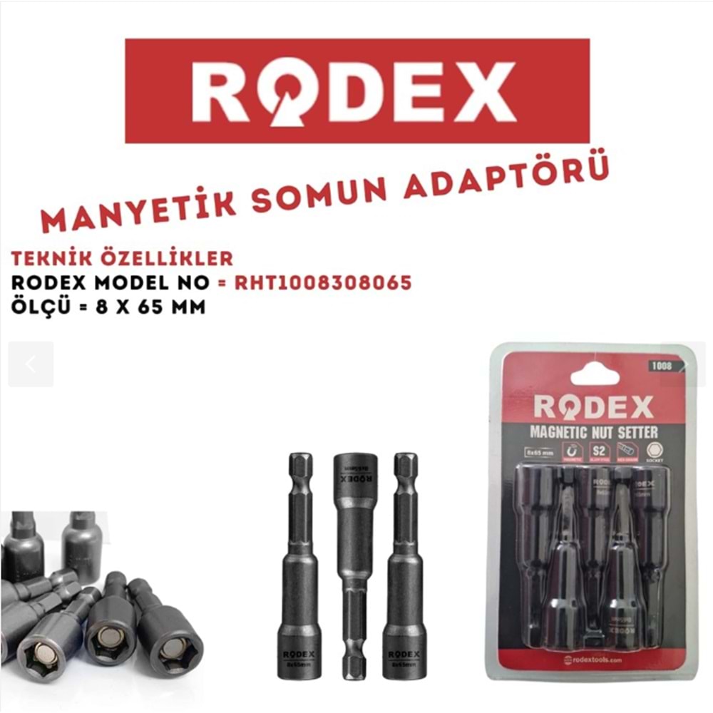 RODEX MANYETİK SOMUN ADAPTÖRÜ 8MM X 65 MM RHT1008308065