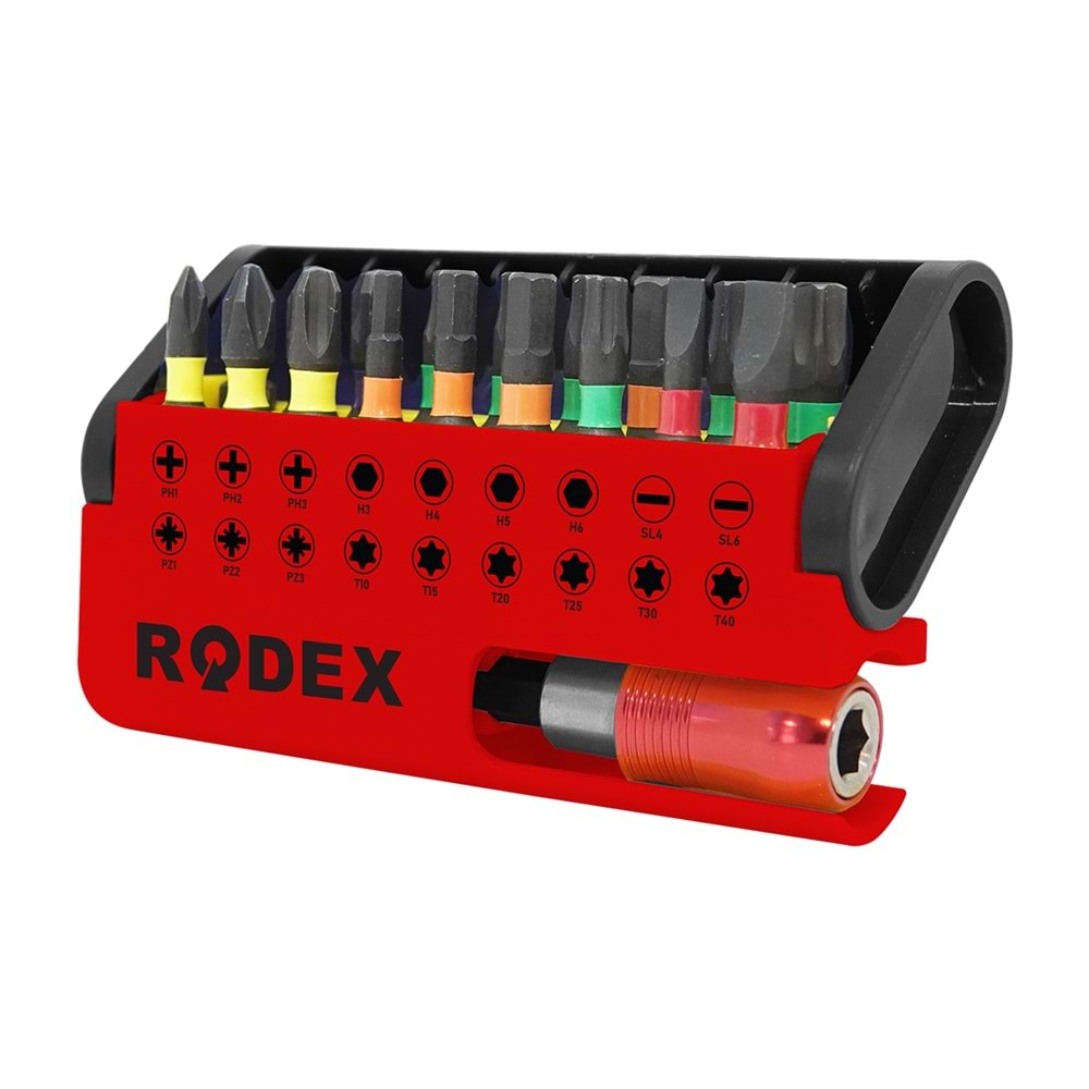VİDALAMA UÇ SETİ PRO.-18+1 SET HEX TİP--RODEX-KIRMIZI RHT1008400019
