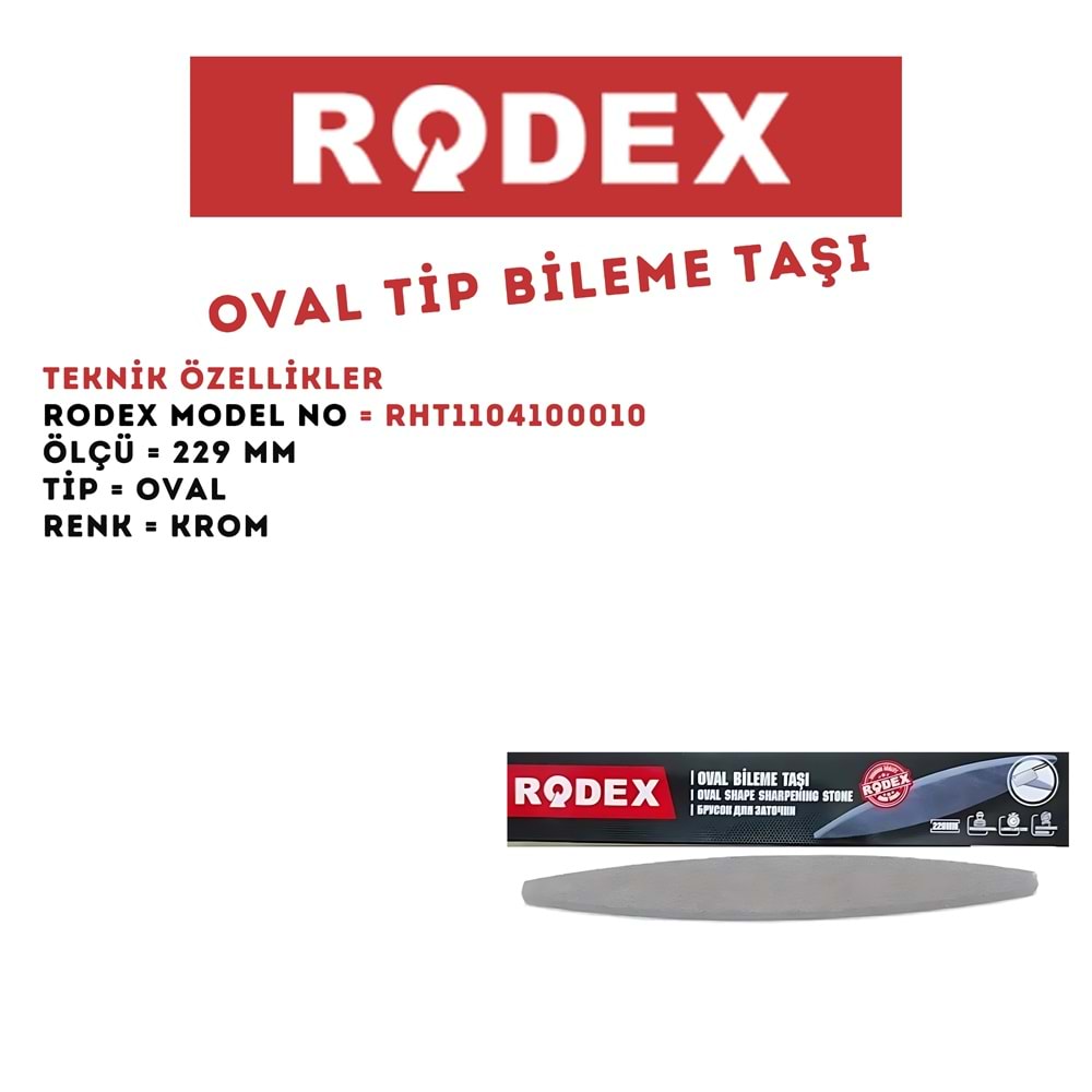 RODEX OVAL TİP BİLEME TAŞI 229 MM KROM RHT1104100010