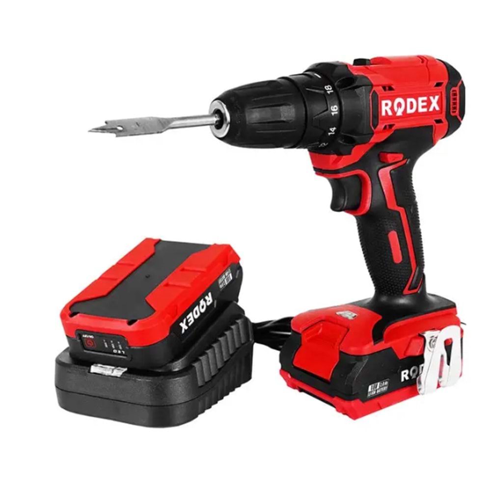 RODEX AKÜLÜ MATKAP VİDALAMA DELME 10 MM 350/1350 RPM 30NM 2X LI-ION 18V/2.0AH RDX3365