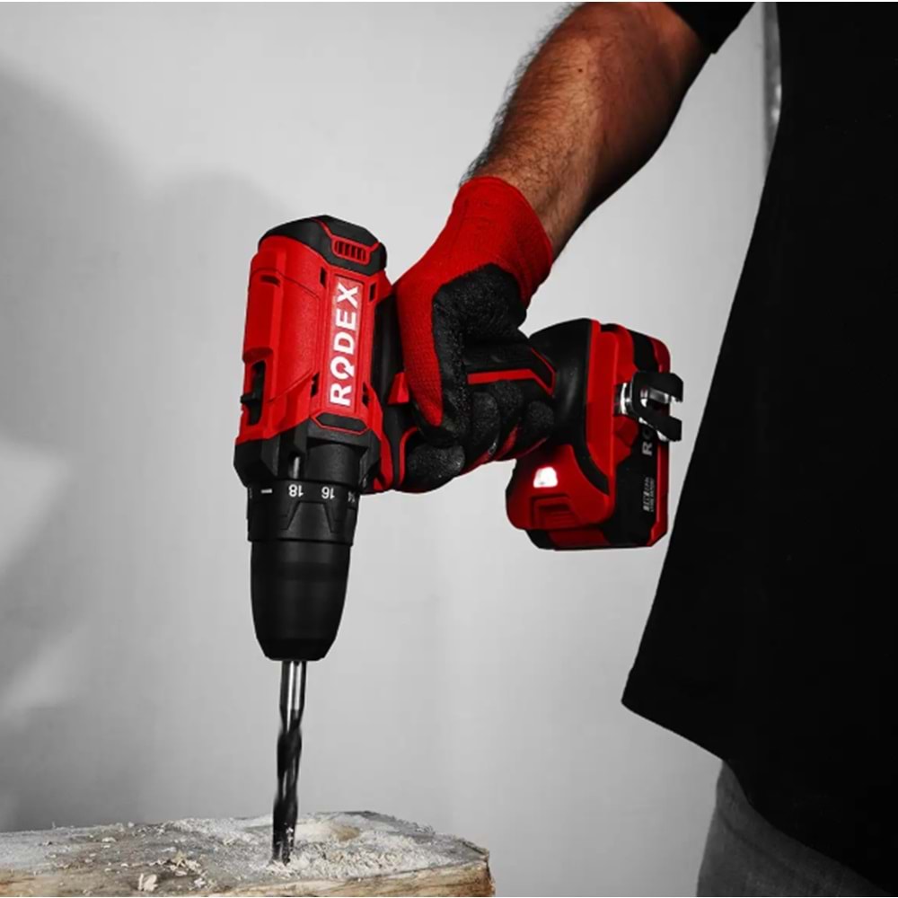 RODEX AKÜLÜ MATKAP VİDALAMA DELME 10 MM 350/1350 RPM 30NM 2X LI-ION 18V/2.0AH RDX3365