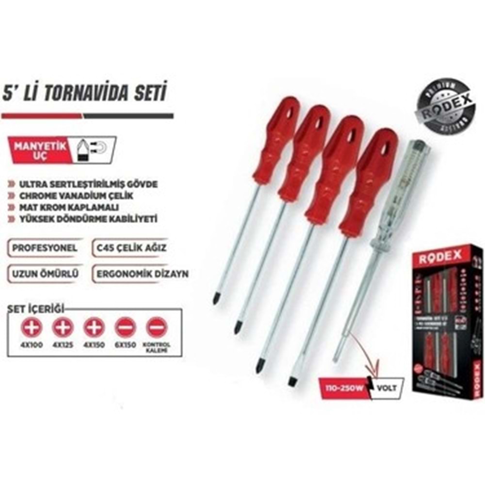 RODEX TORNAVİDA SET 5'Lİ KUTULU KIRMIZI-SİYAH RHT0504200005