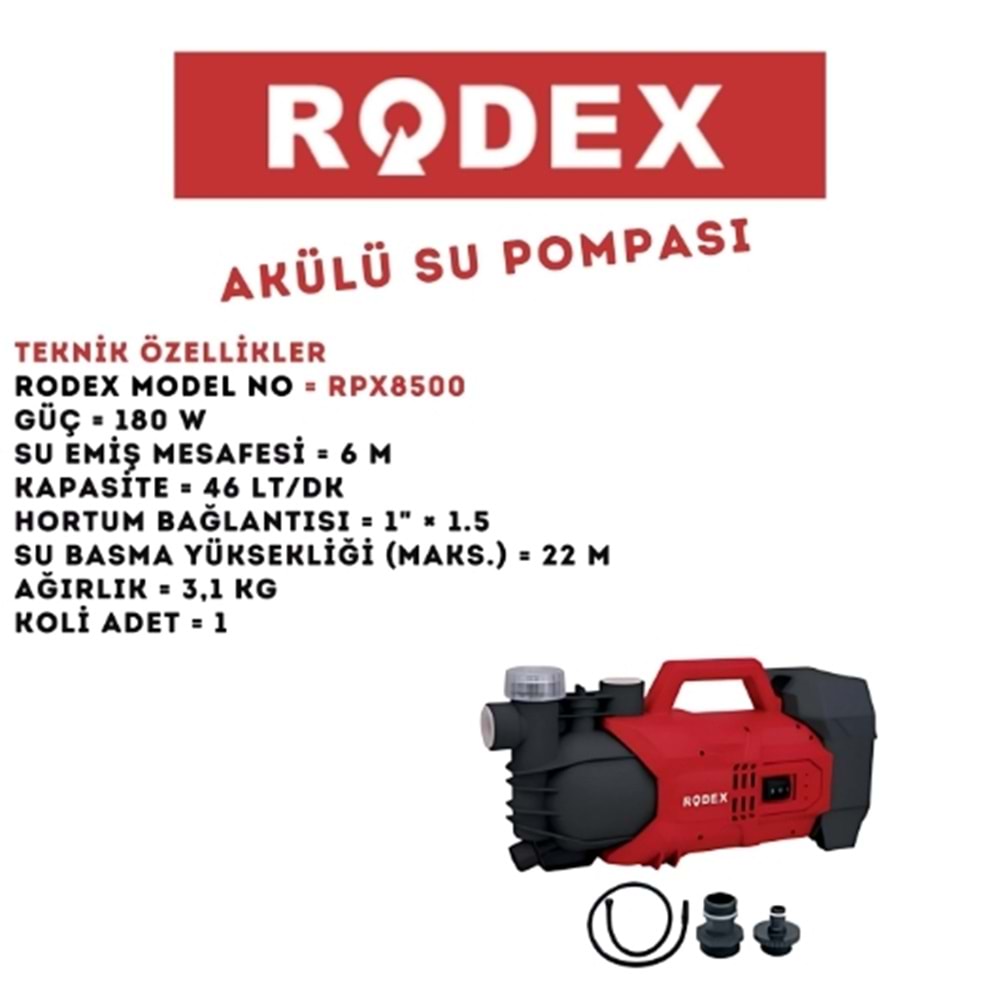 RODEX AKÜLÜ SU POMPASI-1 20V 22 M RPX8500