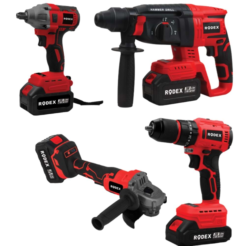 A.K 4LÜ MAKİNE SETİ 0V 3*4.0AH LI-ON D.MATKAP 45NMD+SOMUN SIKMA 300NM+KIRICI-DELİCİ 2.5J+AVUÇ TAŞLAMA 125 MM AKSESUARLI BMC