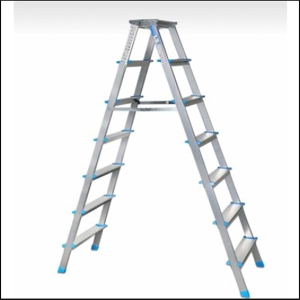 MERDİVEN ÇİFT ÇIKIŞ ALÜMİNYUM 7 BASAMAK SİLVER VİZYON