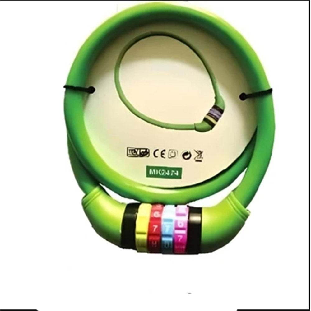 BİSİKLET KİLİDİ-ŞİFRELİ-12*800 MM-BAY-TEC-YEŞİL