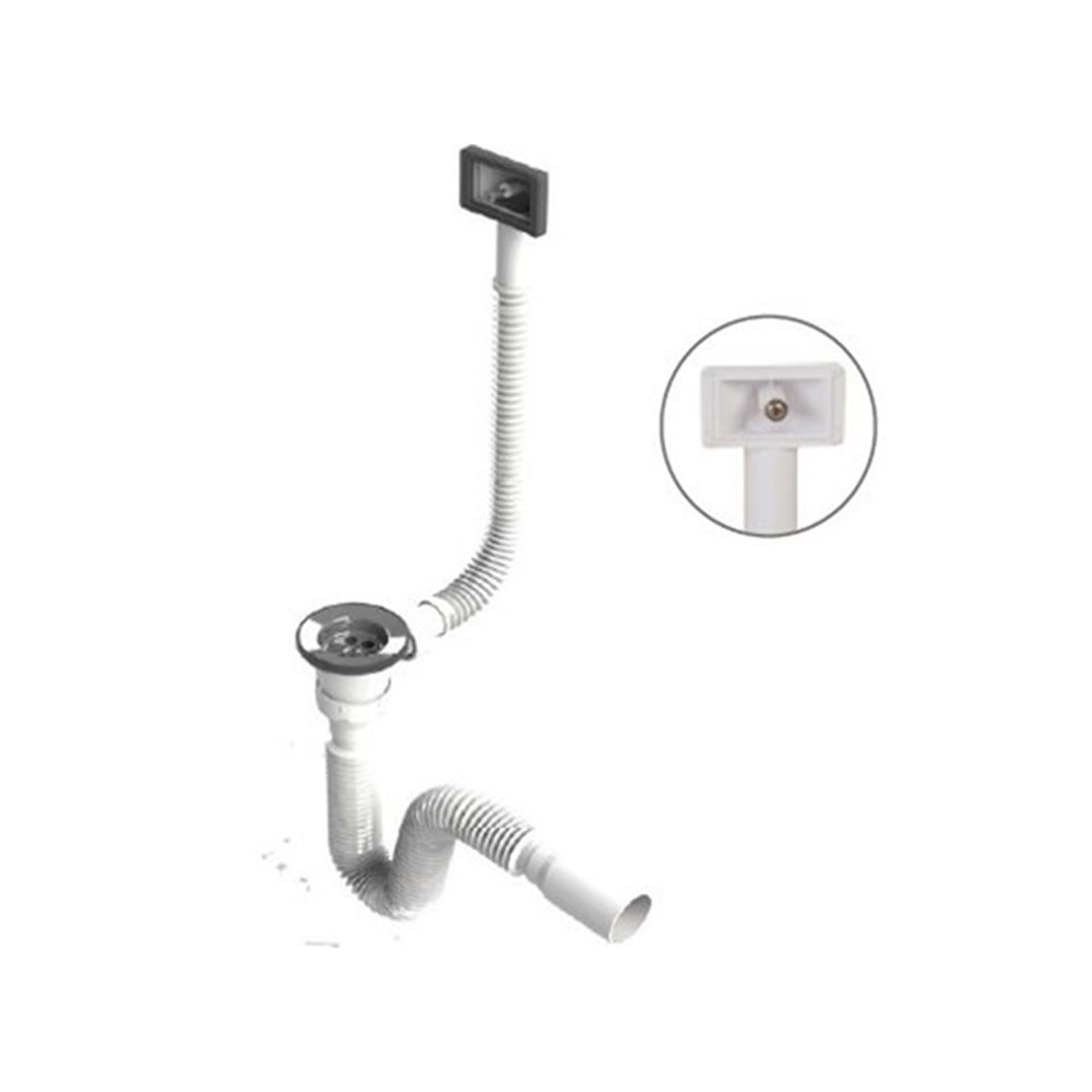 EVYE SİFONU TEKLİÇÖPMAK YUVARLAK TAŞMALI BEYAZ ÖZBEST