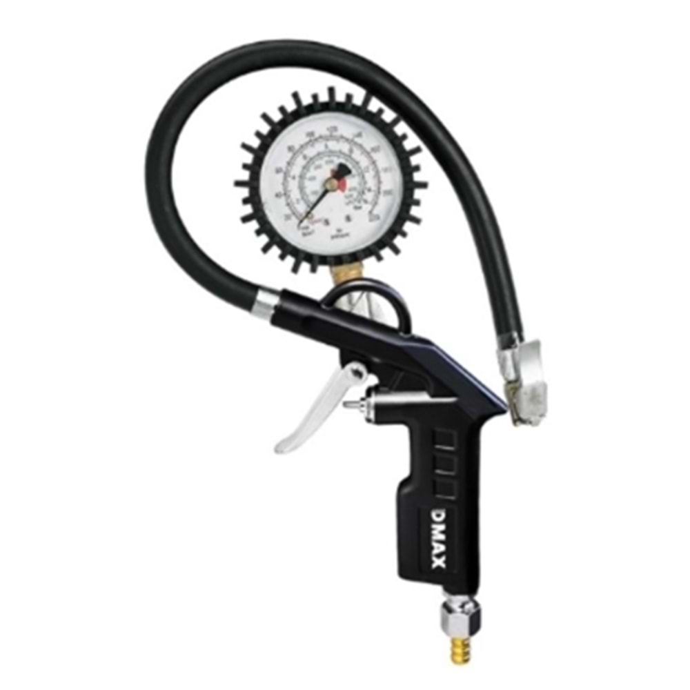 LASTİK ŞİŞİRME SAATLİ 0-12 BAR DMAX KROM-SİYAH