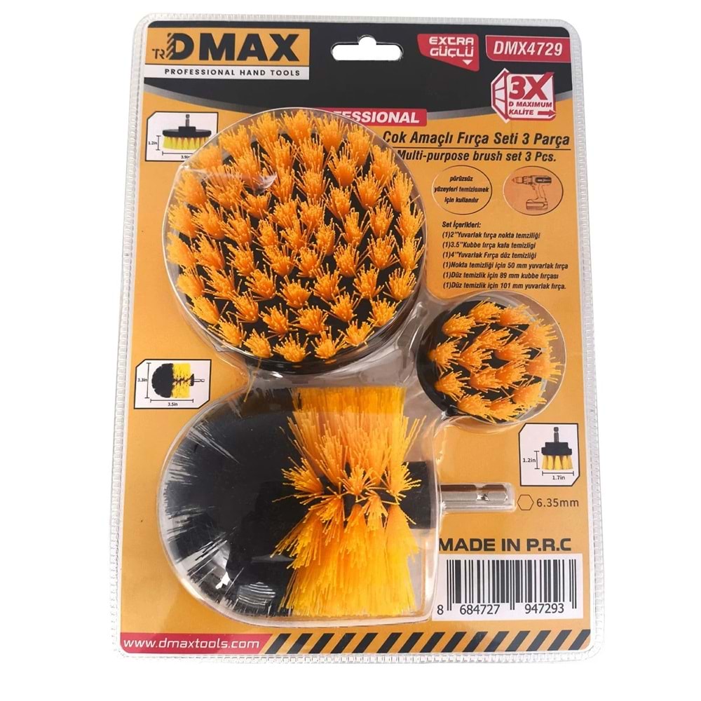 FIRÇA SETİ ÇOK AMAÇLI 3 PARÇA MATKAP İÇİN DMAX