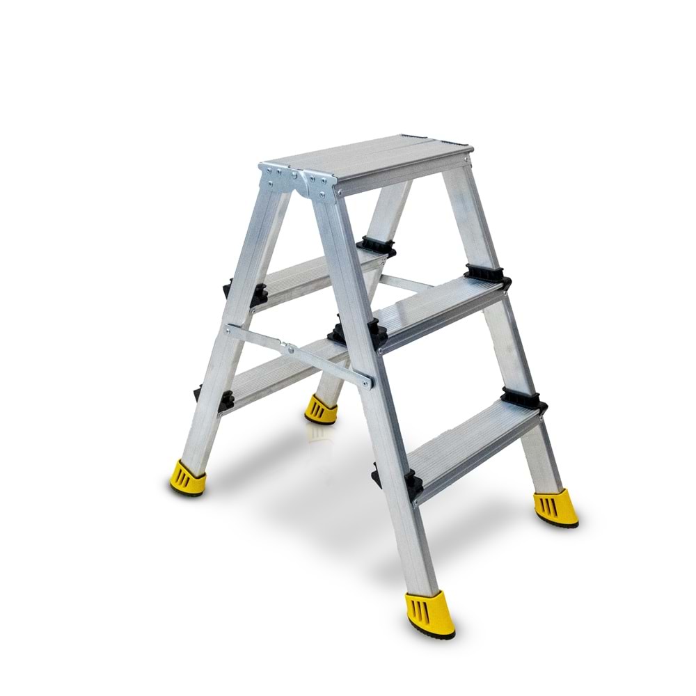 MERDİVEN ÇİFT ÇIKIŞ ALÜMİNYUM 3 BASAMAK SİLVER BEYKON