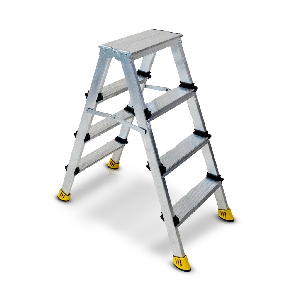 MERDİVEN ÇİFT ÇIKIŞ ALÜMİNYUM 4 BASAMAK SİLVER BEYKON