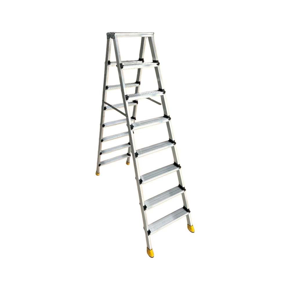 MERDİVEN ÇİFT ÇIKIŞ ALÜMİNYUM 8 BASAMAK SİLVER BEYKON