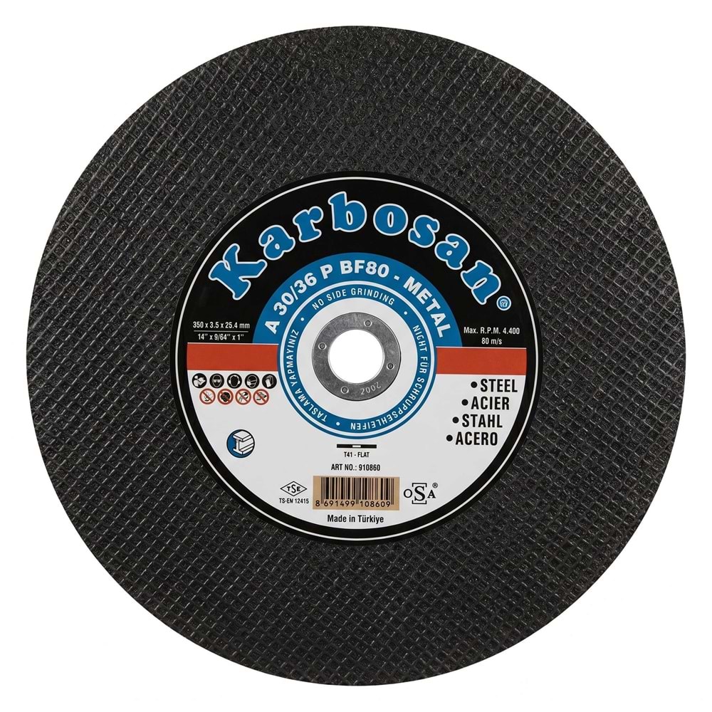 PROFİL KESME TAŞI-İNOX-350*3.5*25.4-KARBOSAN-SİYAH