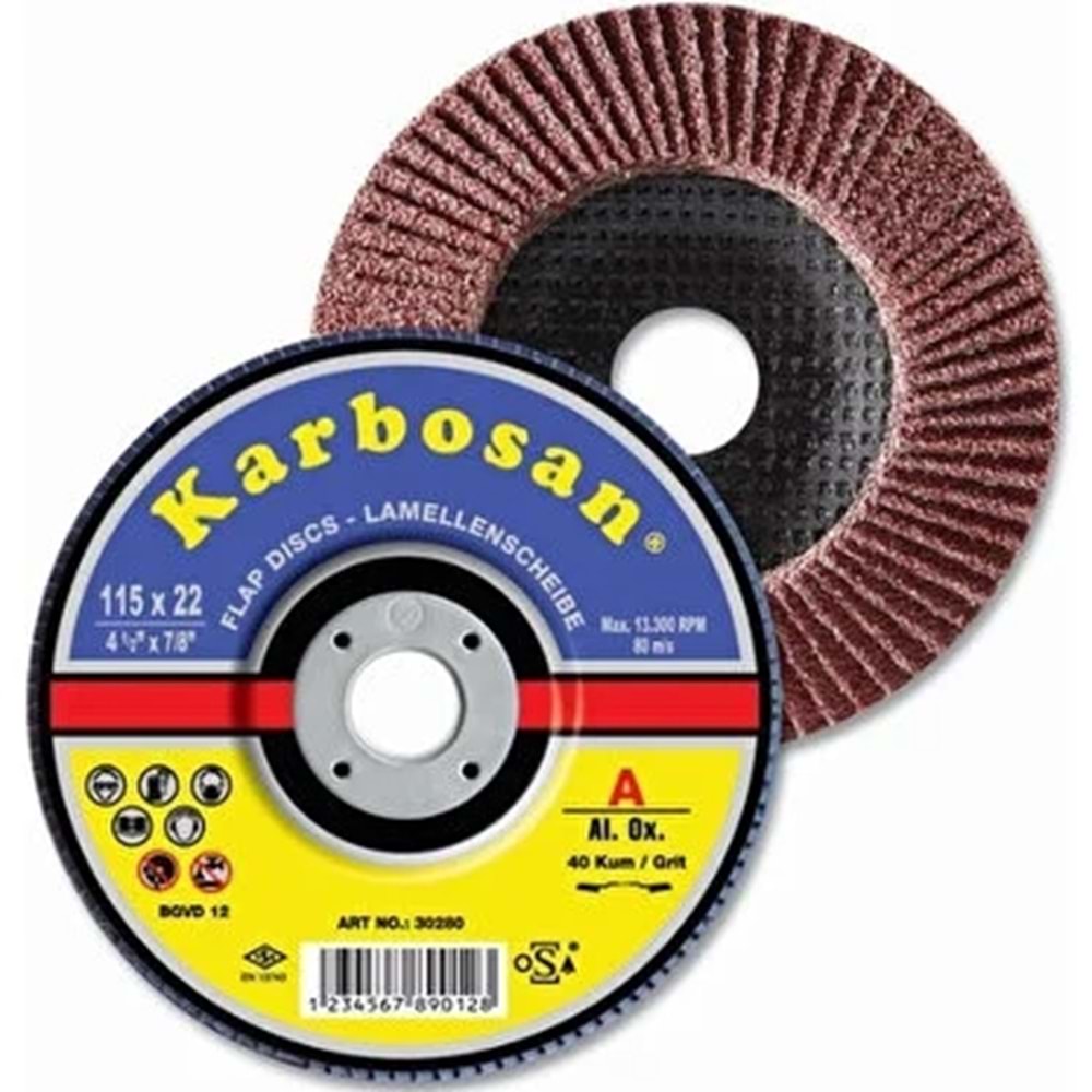 KARBOSAN KAPORTACI FLAP DİSK 115 MM*60 KUM