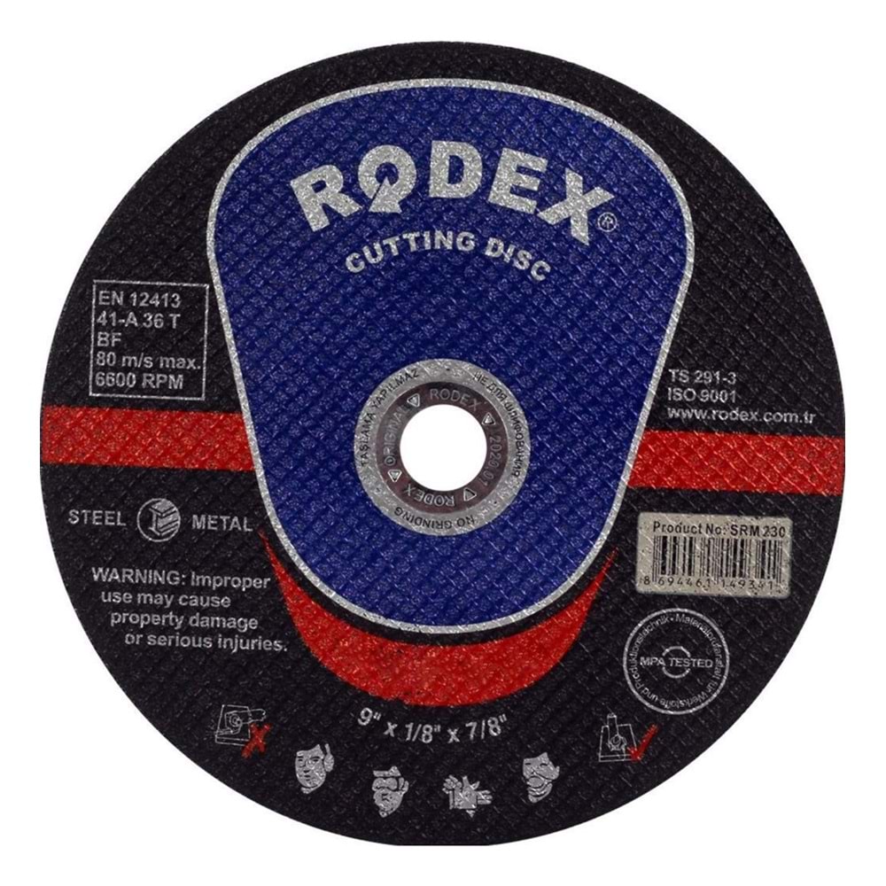 RODEX METAL DEMİR KESME TAŞI 230*3*22 MM SİYAH SRM230