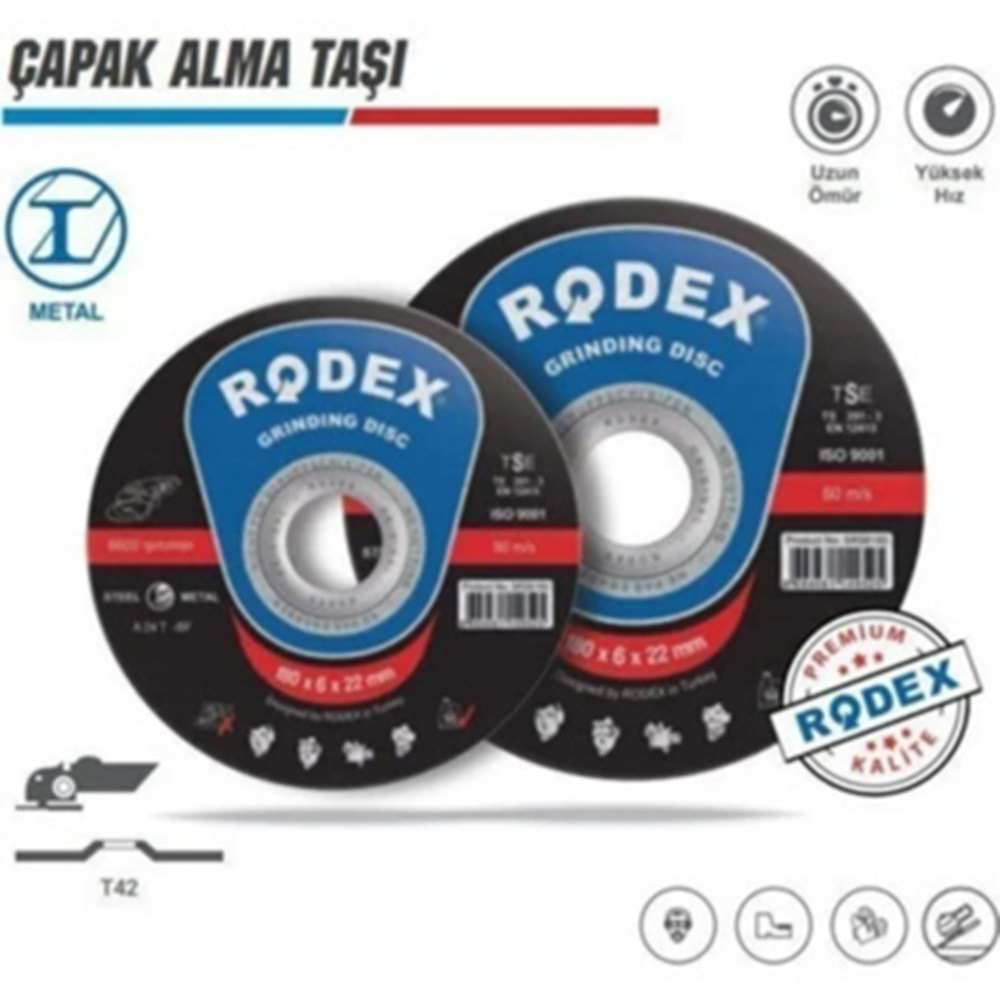 RODEX ÇAPAK ALMA SİLİCİ TAŞ 230*6.0*22 MM SİYAH-MAVİ SRS6230
