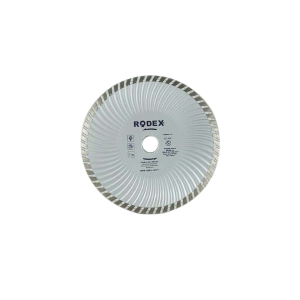 RODEX DALGALI GÖVDE TİP TURBO KANALLI ELMAS TESTERE 180 MM GRİ RRT180