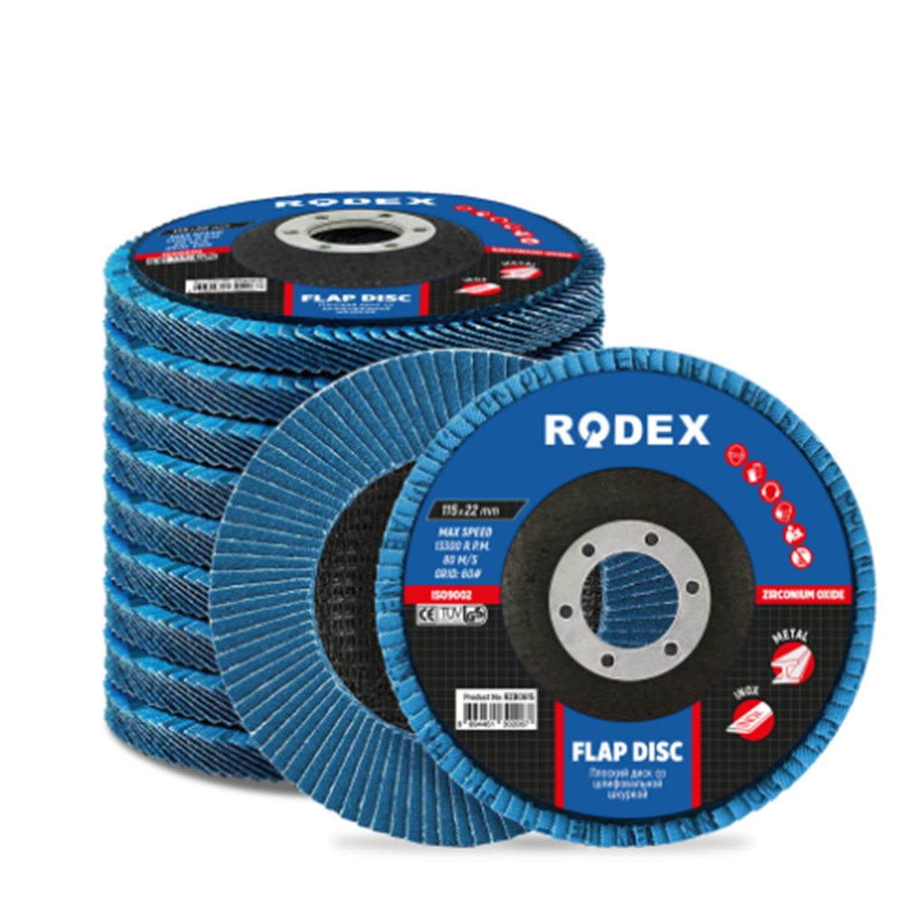 MAVİ ZİRKONYUM FLAP DİSK-OKSİT-115MM 40#-RODEX-MAVİ RZB0415