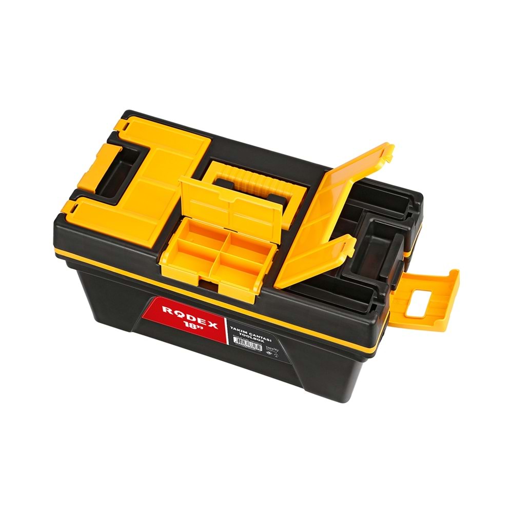 RODEX PLASTİK TAKIM ÇANTASI ORGANİZERLİ 18 İNÇ SARI-SİYAH OTC0018