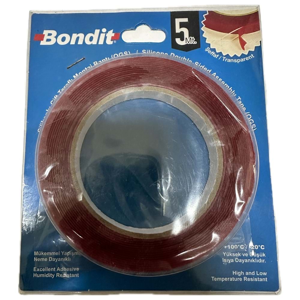 BONDİT ÇİFT TARAFLI AYNA BANDI 5 MT*15 KIRMIZI