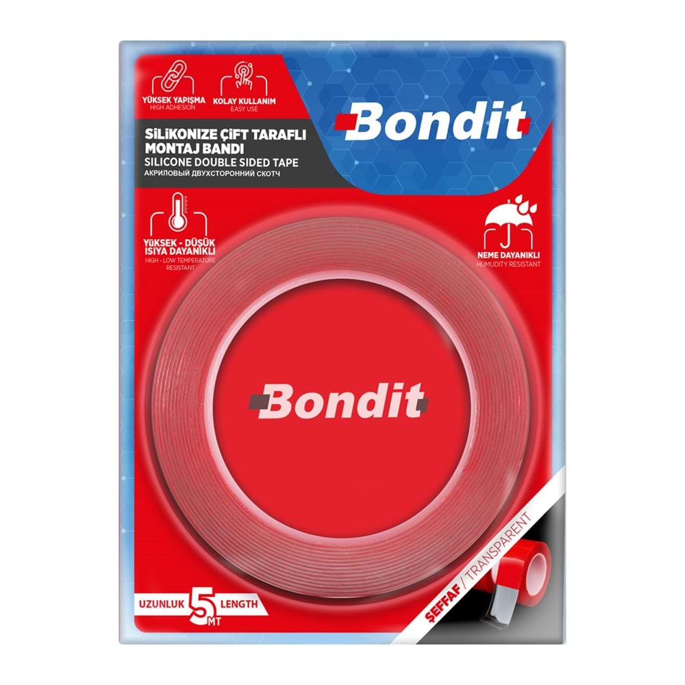AYNA BANTI-ÇİFT TARAF-30MM*5MT-BONDİT-KIRMIZI