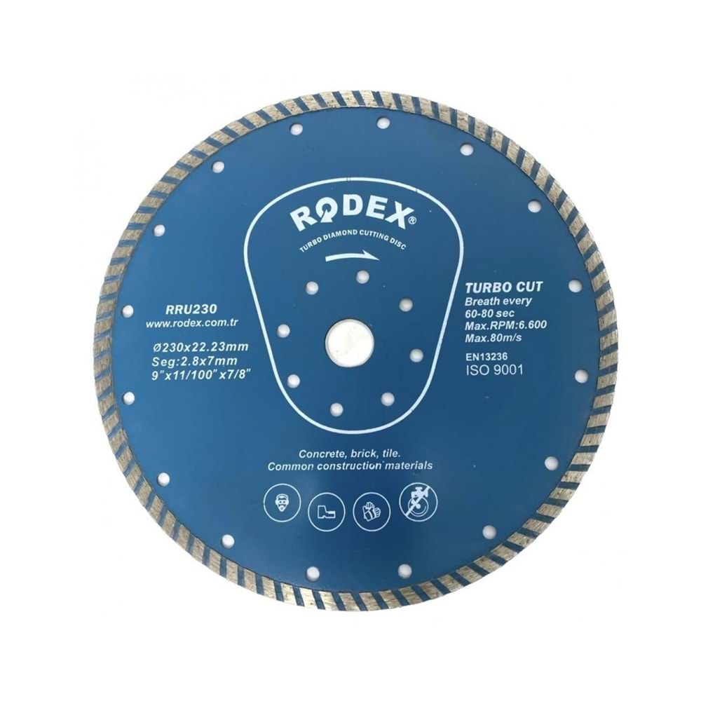 RODEX TURBO ELMAS SERAMİK KESME TEPSİ 230*20*22.23 MAVİ RRU230