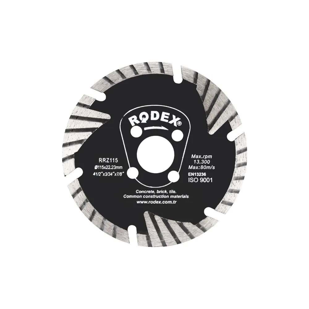 RODEX UZATILMIŞ SEGMENT TP TURBO ELMAS TESTERE 115 MM SİYAH RRZ115