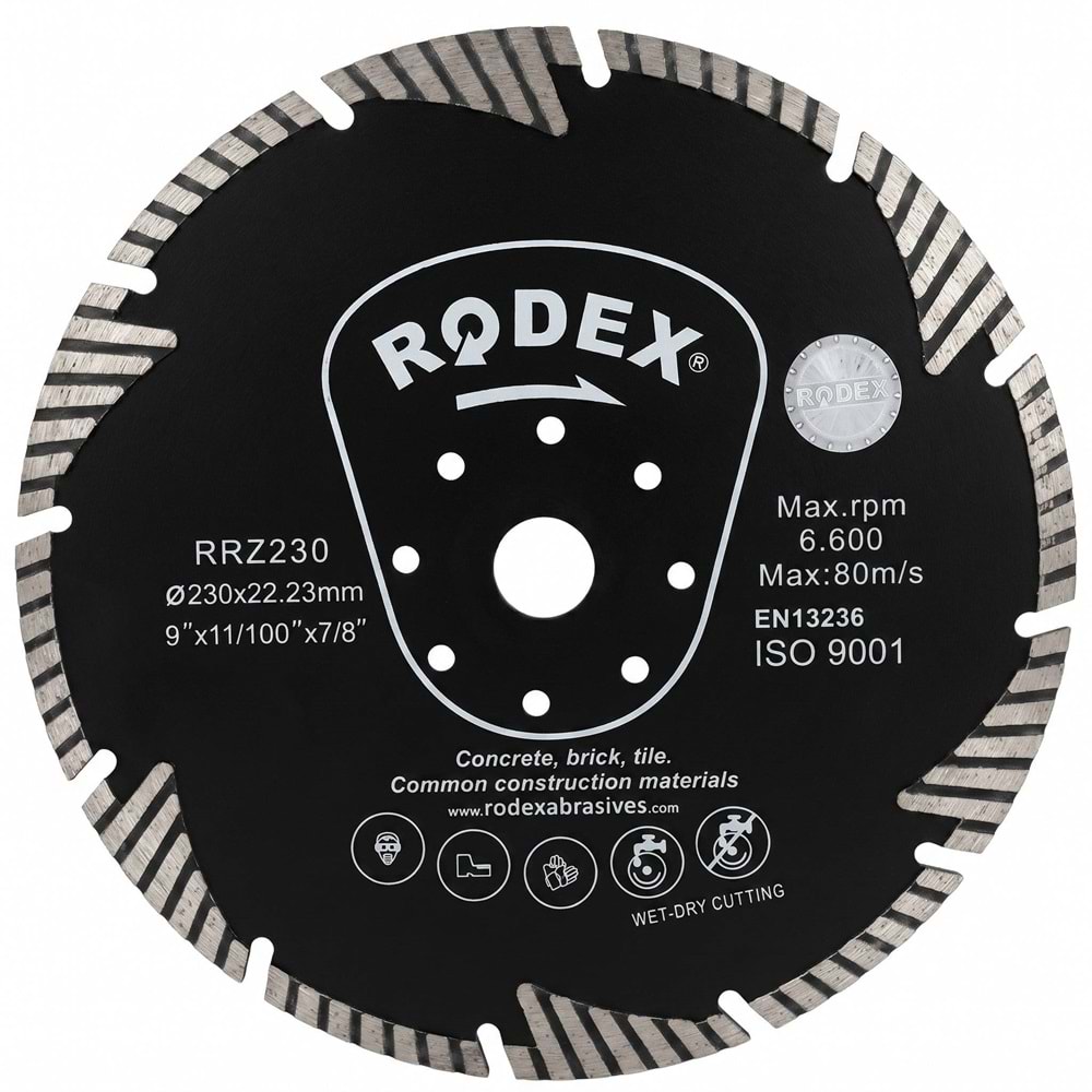 TURBO ELMAS TESTERE-PROFECT SEGMENT-230 MM-RODEX-SİYAH RRZ230